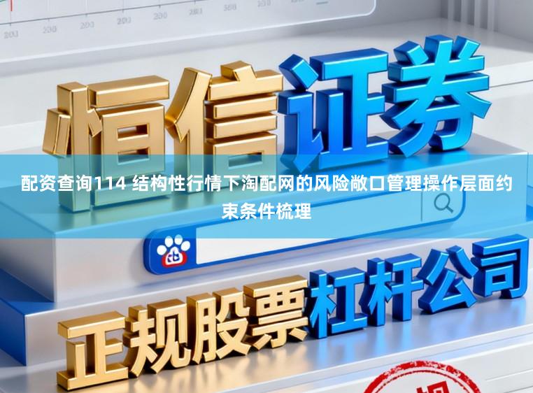 配资查询114 结构性行情下淘配网的风险敞口管理操作层面约束条件梳理